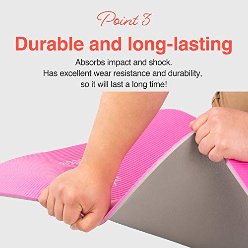 Primasole Yoga Mat Eco-Friendly Material 1/2 (10mm) Non-Slip Yoga Pilates  Fitness at Home & Gym Twin Color Azalea Pink/Gray PSS91NH075A